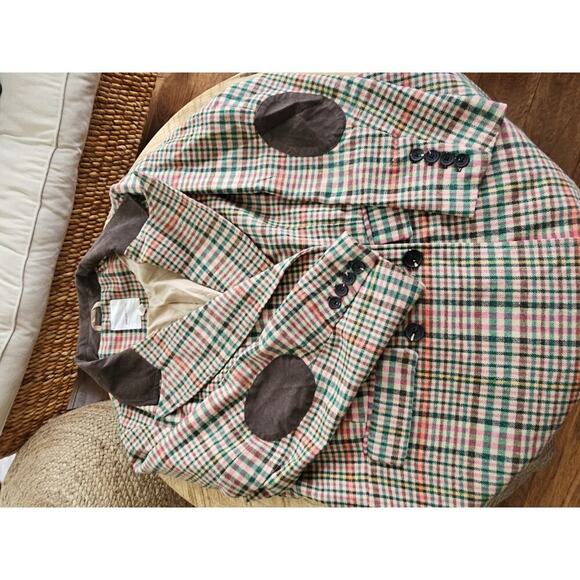 ANTHROPOLOGIE x AVEC LES FILLES Relaxed Plaid Wool Blend Blazer XL Patches - Picture 6 of 12